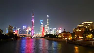 上海四川北路法师桥取景陆家嘴夜景原创延时视频的预览图